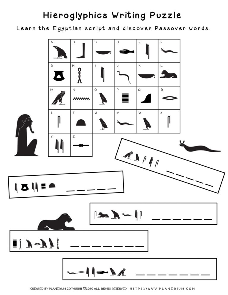 Passover Worksheet Hieroglyphics Puzzle Planerium Worksheets Library