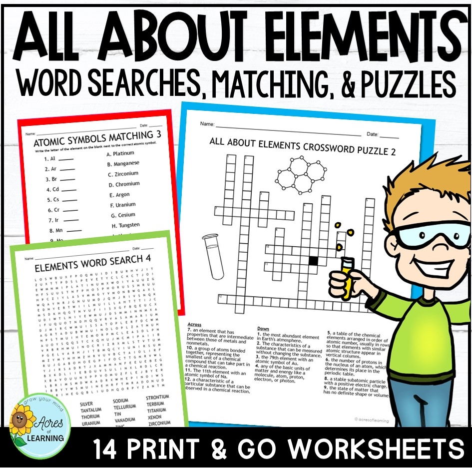 Periodic Table Word Search Science Fun Pages Element Crossword Puzzles Made By Teachers
