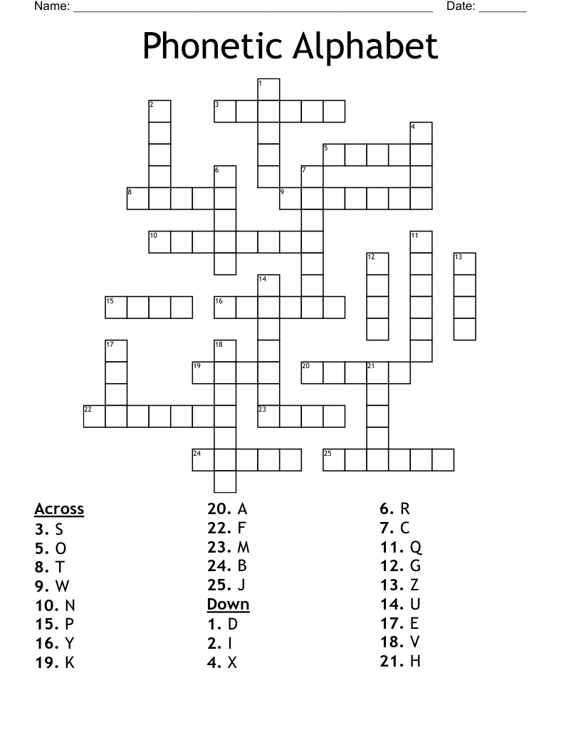 Alphabet Crossword Puzzle Worksheets