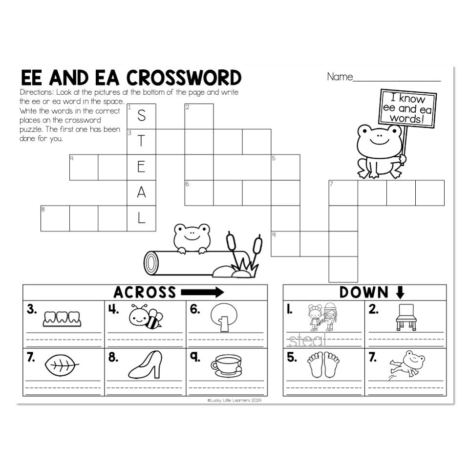 Picture Crossword Puzzles For Kids Ages 6 To 8 Fun And Easy Learning Phonics Skills Practice Reading Words Long Vowels Digraphs And Vowel Teams Worksheets Library