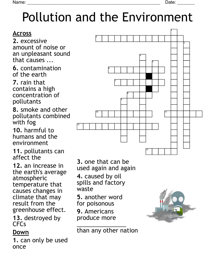 Pollution Crossword WordMint