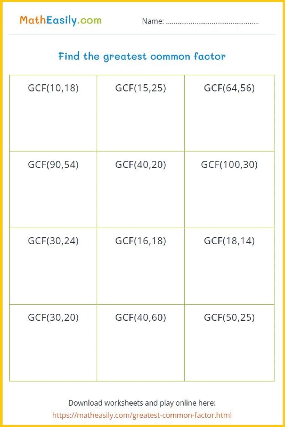 Factor Puzzles 5th Grade Worksheets Printabels