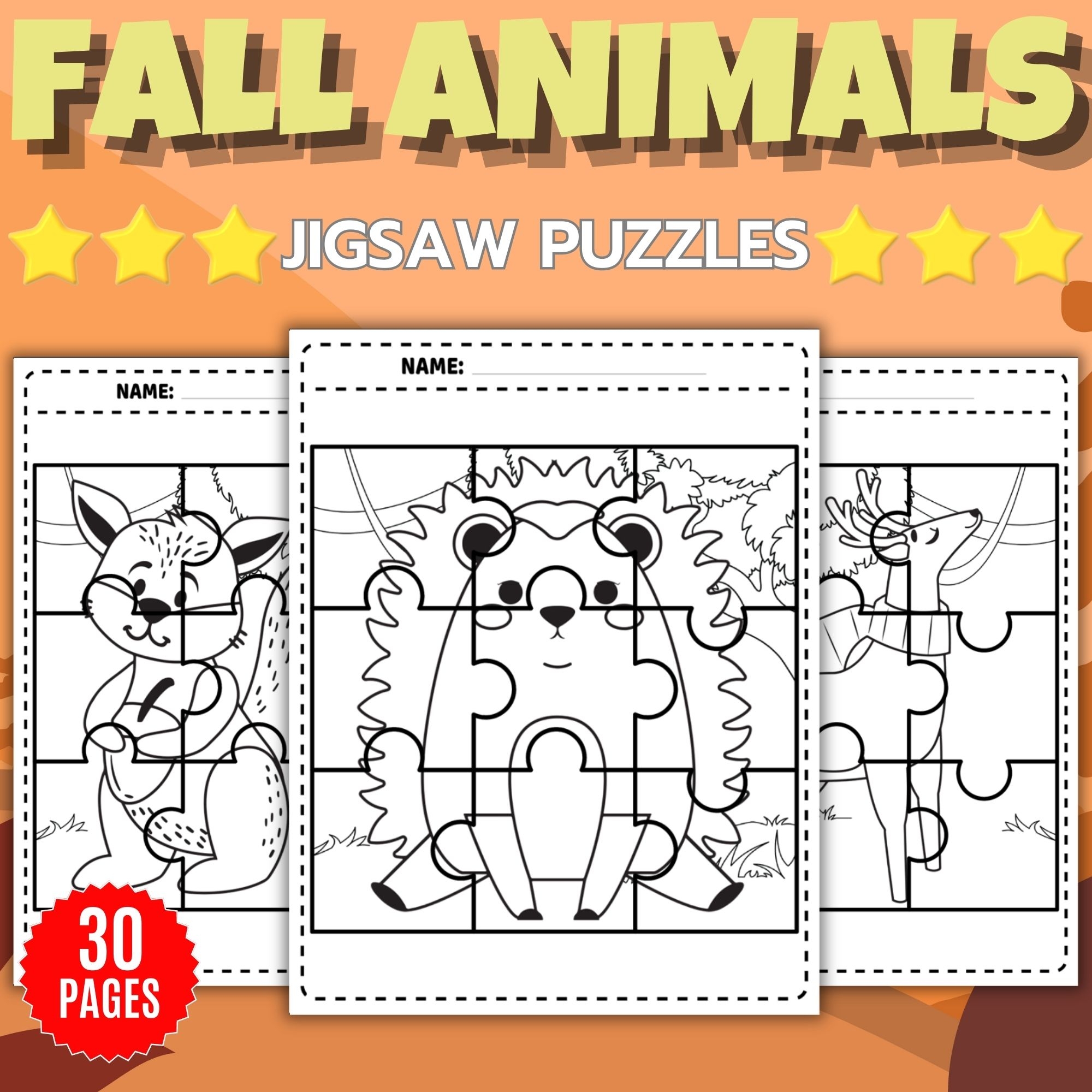 Printable Autumn Fall Animals Jigsaw Coloring Puzzles Fun September Activities Made By Teachers