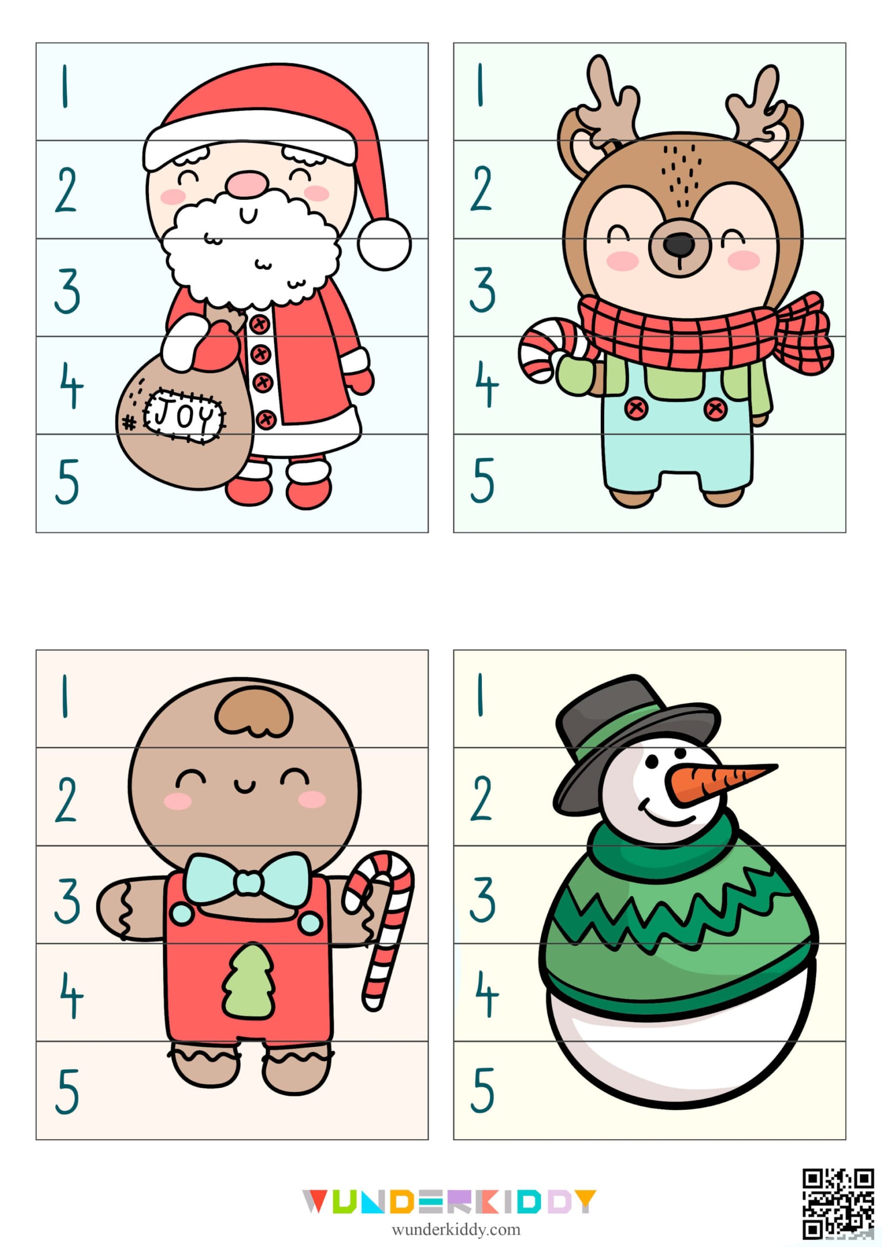 Printable Christmas Puzzle 1 5 Number Activity For Toddlers