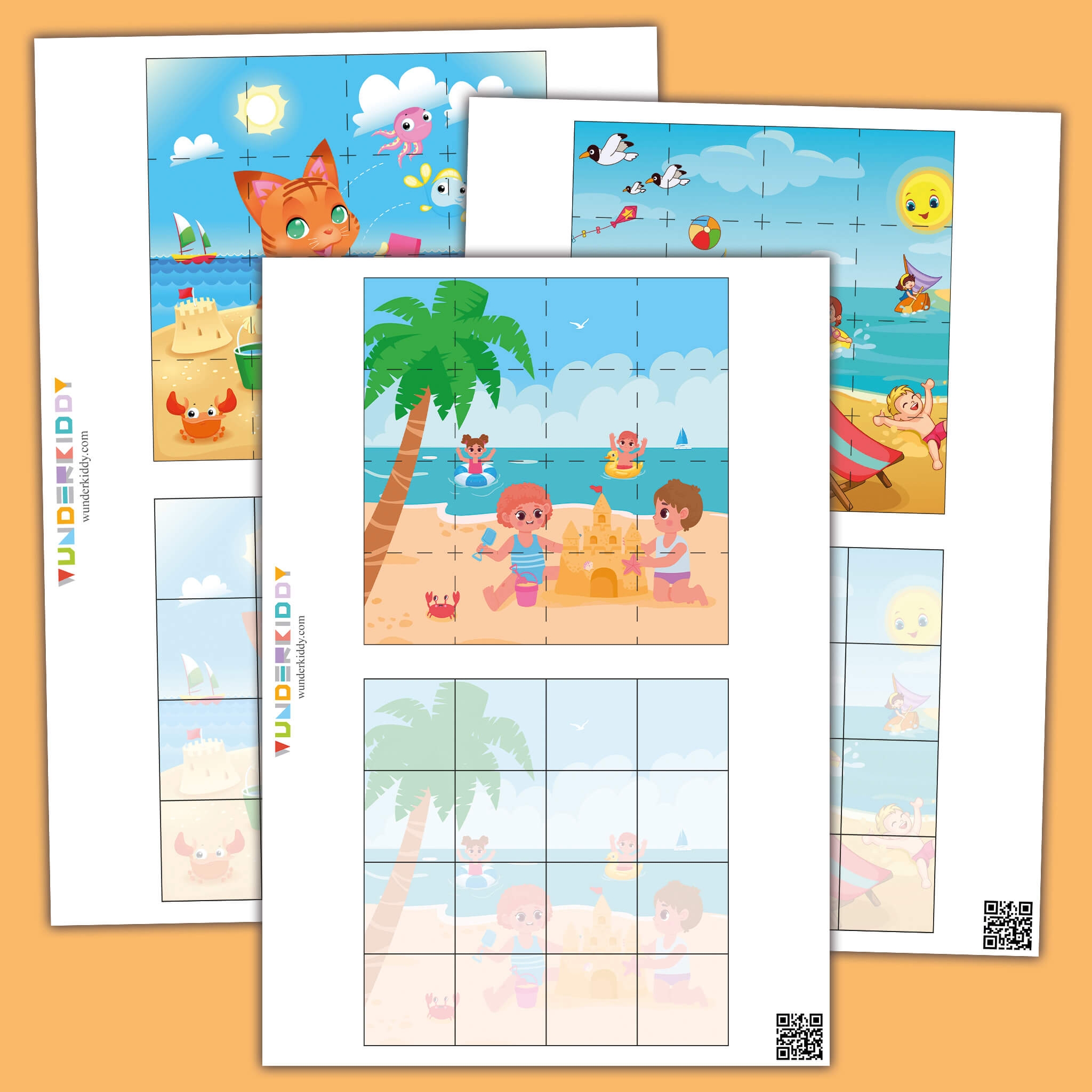 Printable Cut And Paste Summer Puzzle Worksheet For Toddler