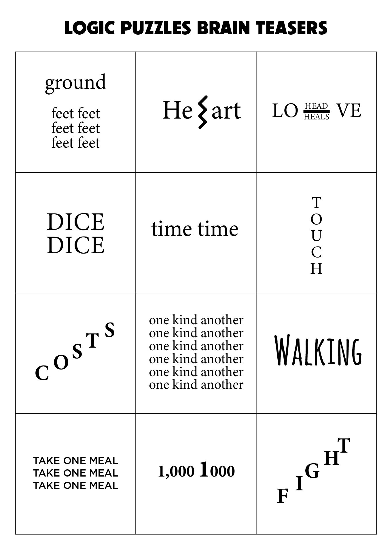 Mind Puzzles Worksheets