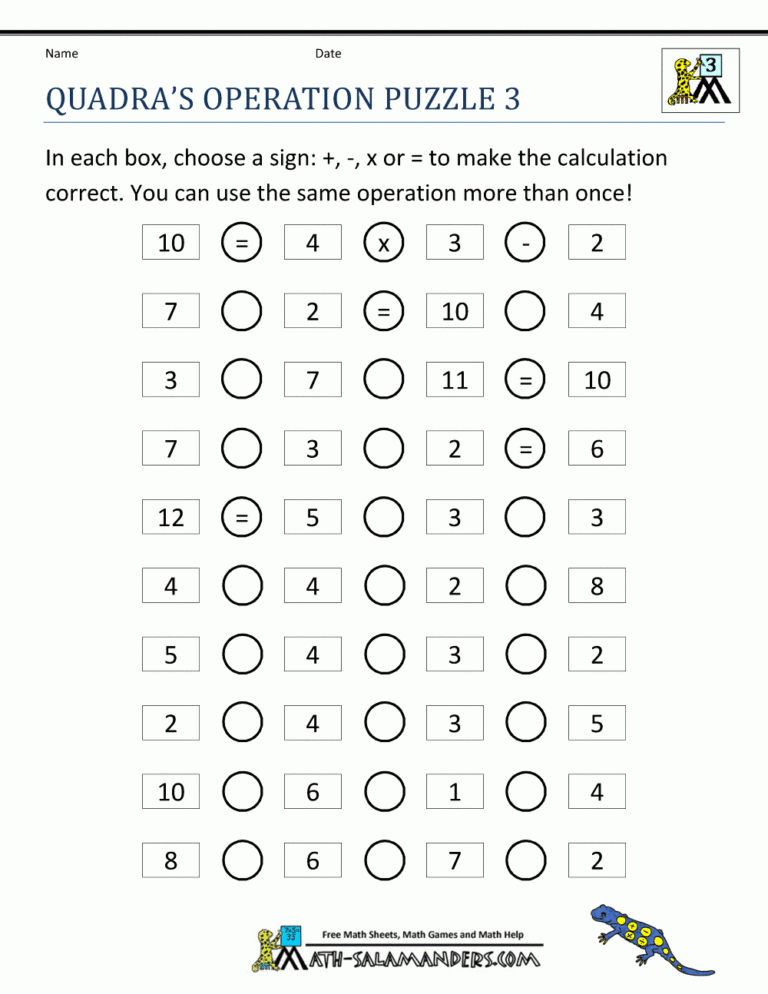 Printable Math Puzzles For Kids Worksheets Library