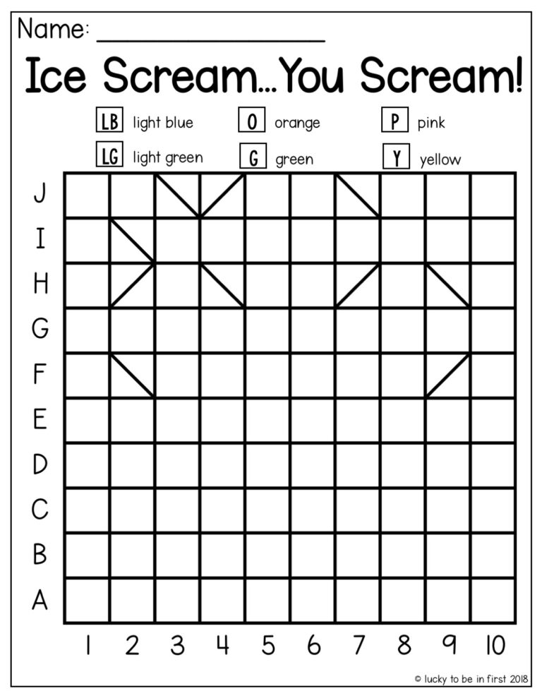 Printable Mystery Grid Coloring Pages Summer Themed Coloring Grids