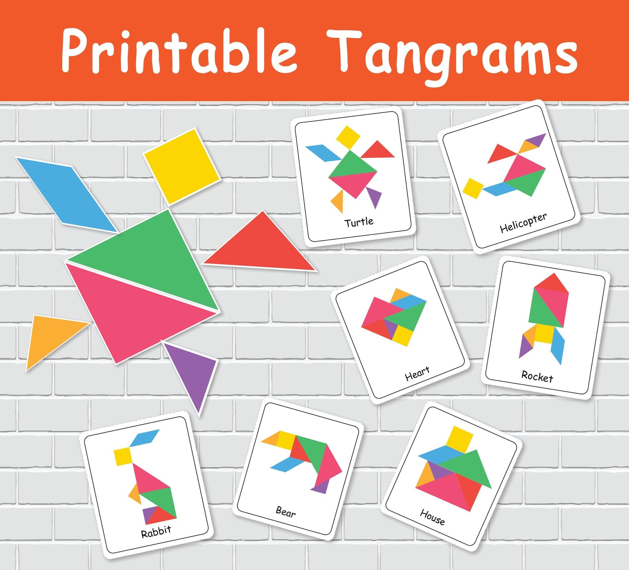 Printable Tangrams Puzzle Activity For Preschool And Kindergarten Montessori Material Etsy UK