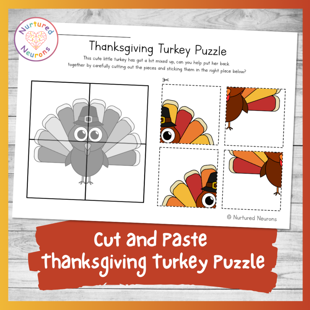 Printable Thanksgiving Turkey Puzzle Preschool Cut And Stick 