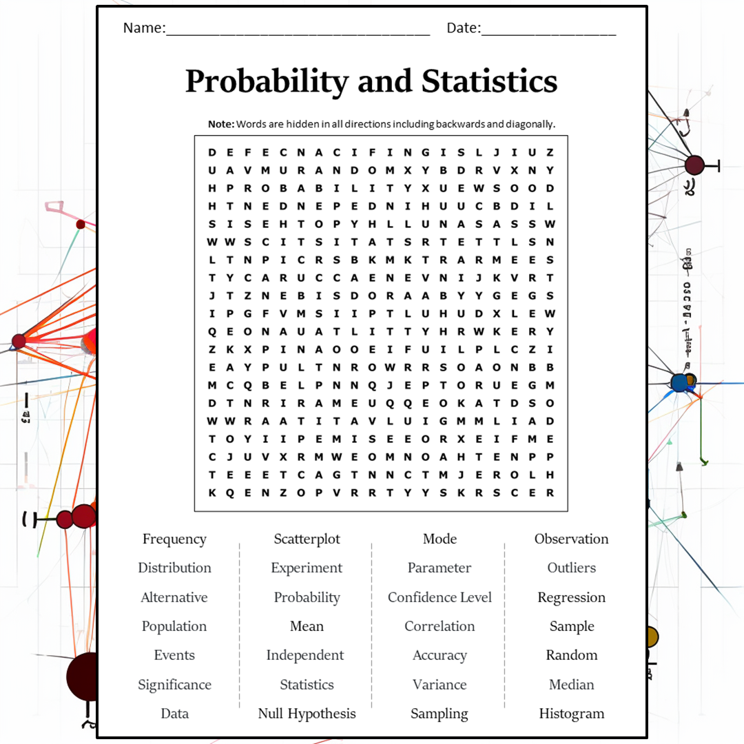 Probability And Statistics Word Search Puzzle Worksheet Activity Worksheets Library