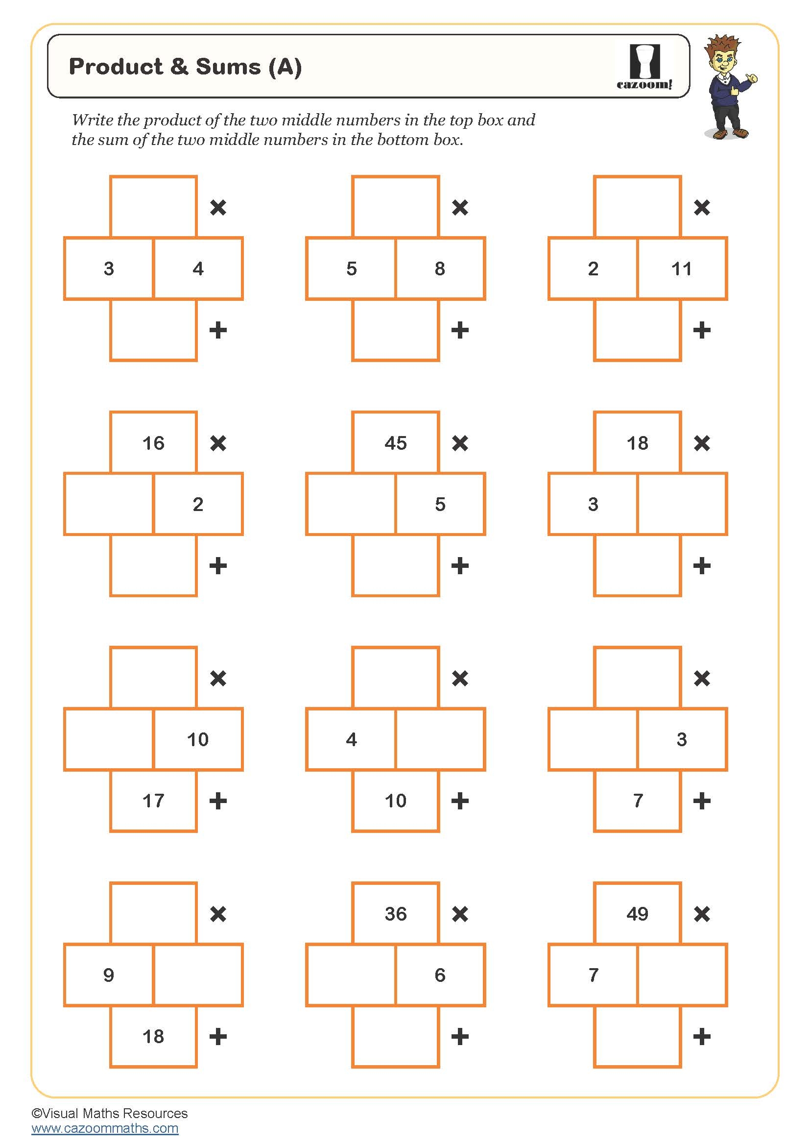 Products And Sums A Puzzle FREE Teaching Resources