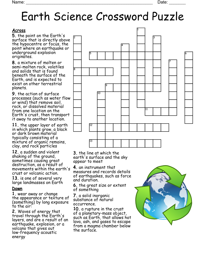 Quarter 3 Science Project Crossword WordMint