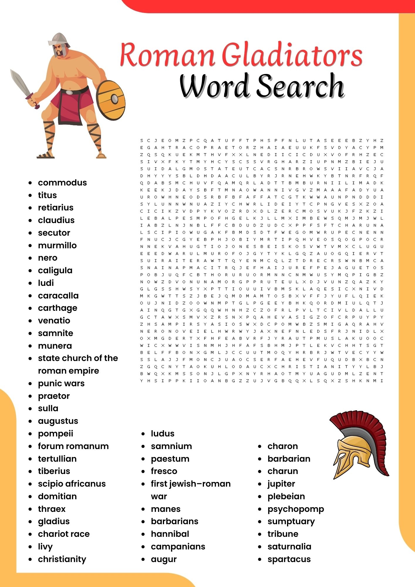 Roman Gladiators Word Search Puzzle Worksheet Activities For Kids Made By Teachers