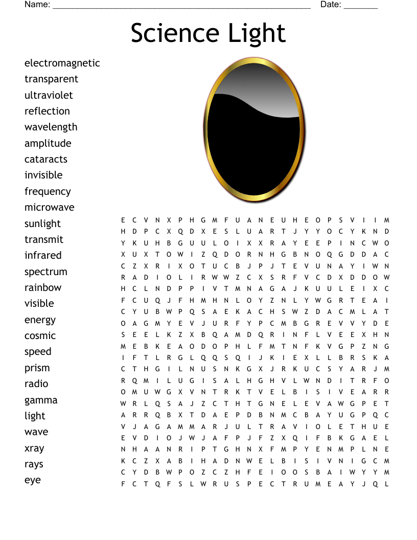 Light Spectrum Puzzle Worksheets
