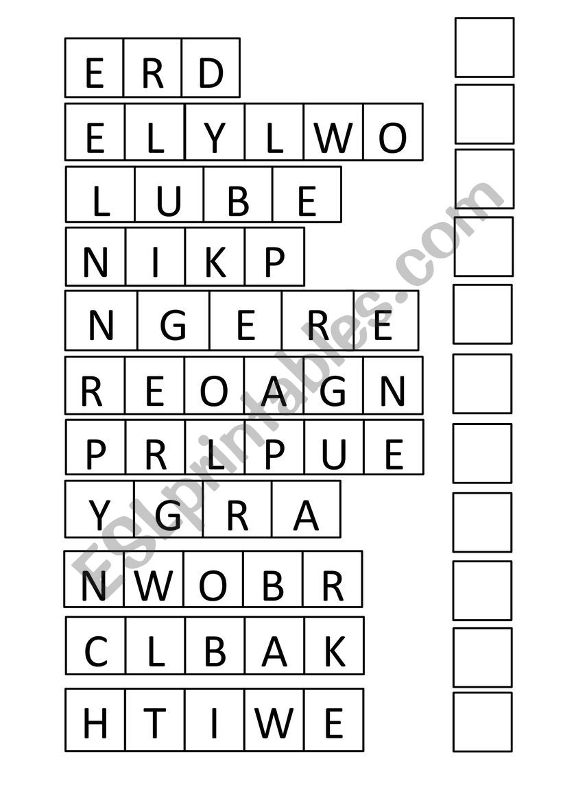 Scramble Puzzle Colors ESL Worksheet By Teachernara