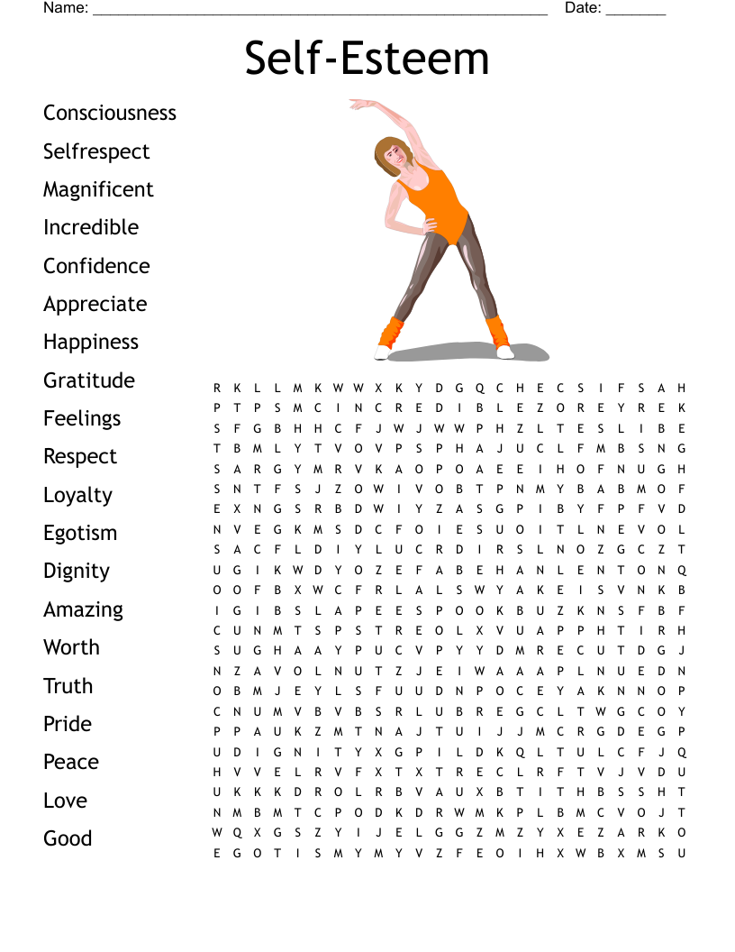 Self Esteem Word Search WordMint