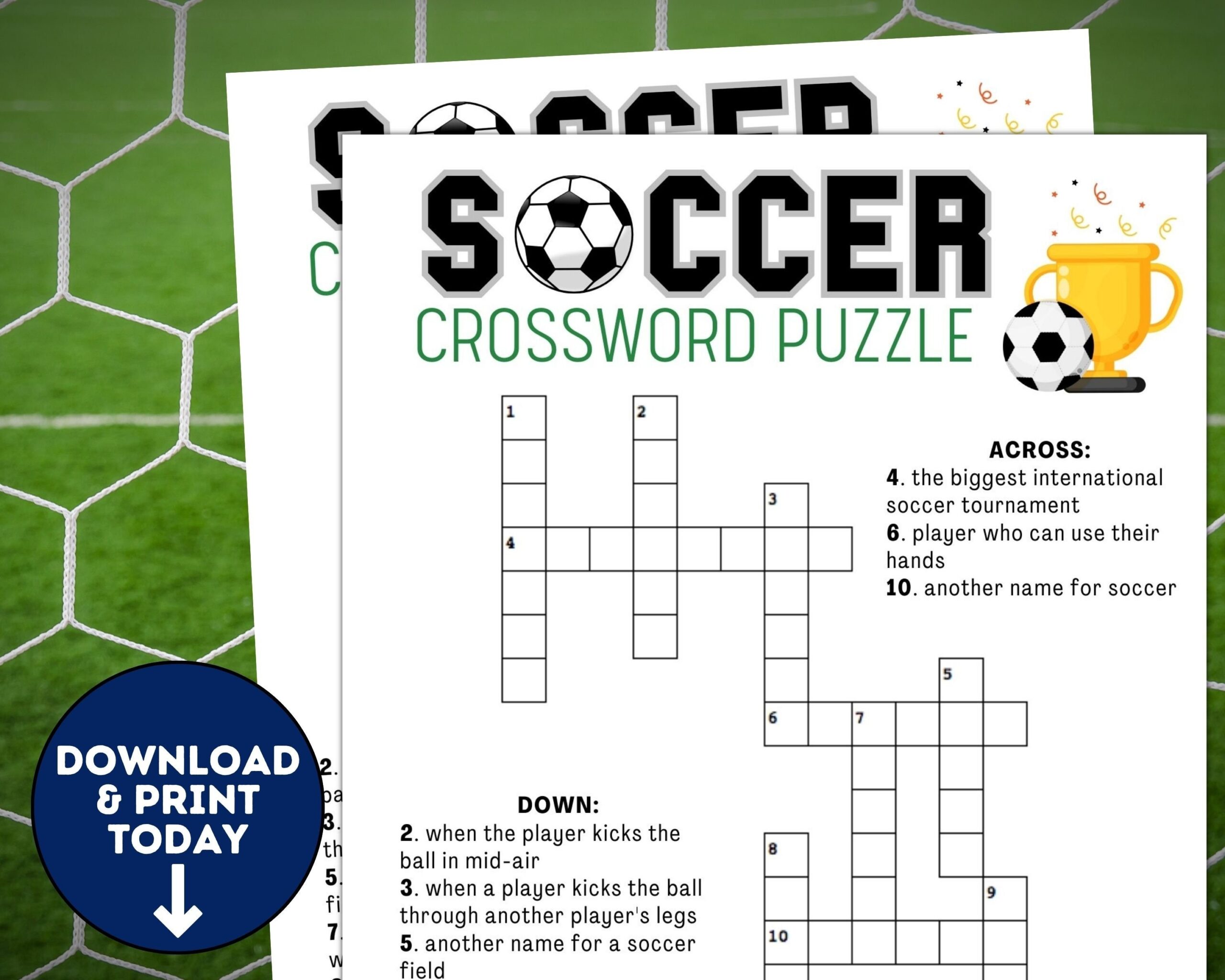 Soccer Crossword Puzzle Printable Soccer Team Party Games Soccer Games For Kids U0026 Adults World Cup Activities Birthday Games Etsy UK