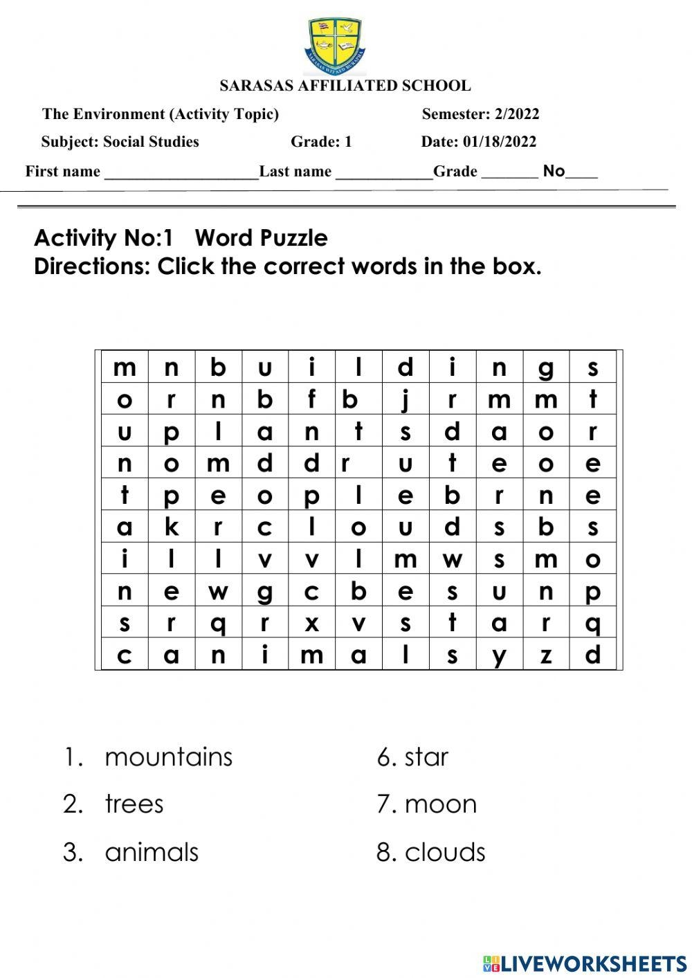 Social Studies Word Puzzle Worksheet Live Worksheets 