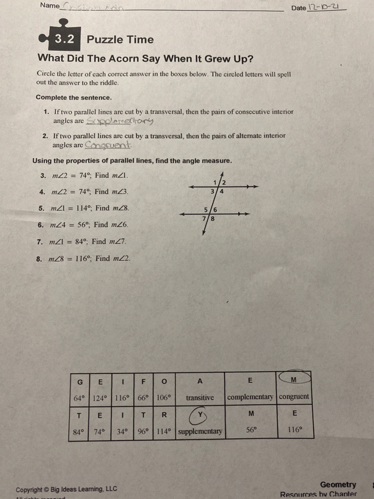 Solved Date 12 10 21 3 2 Puzzle Time What Did The Acorn Say 