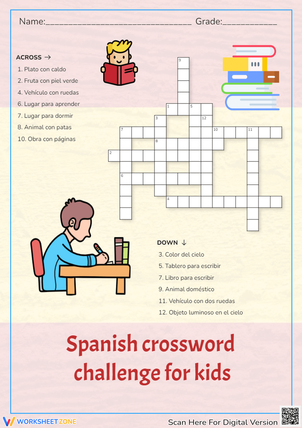 Spanish Crossword Puzzle Worksheets 2025