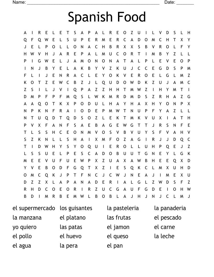 Spanish Puzzle Worksheets
