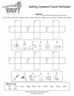 Spelling Crossword Puzzle Worksheets Puzzle Worksheets Printable