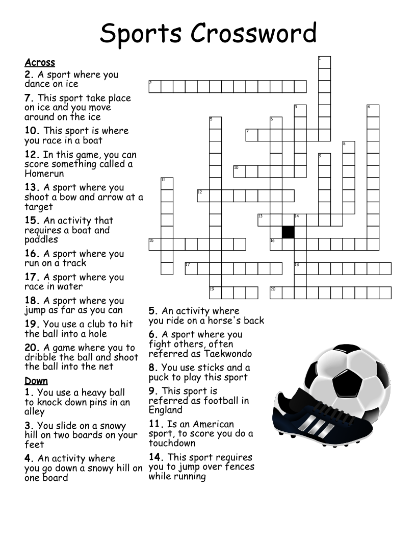 Esl Worksheets Sports Crossword Puzzle