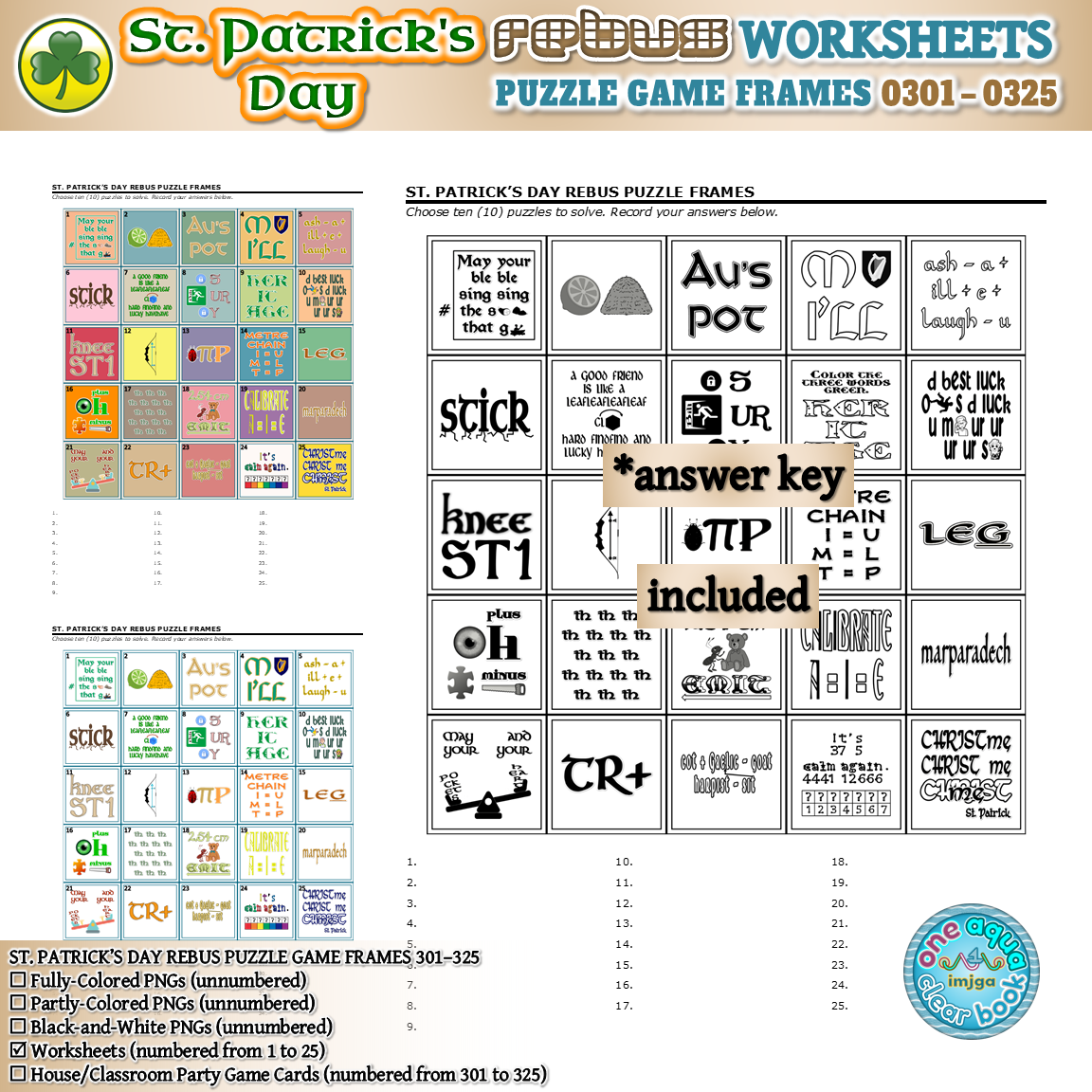 ST PATRICK S DAY Rebuses 301 325 Worksheets