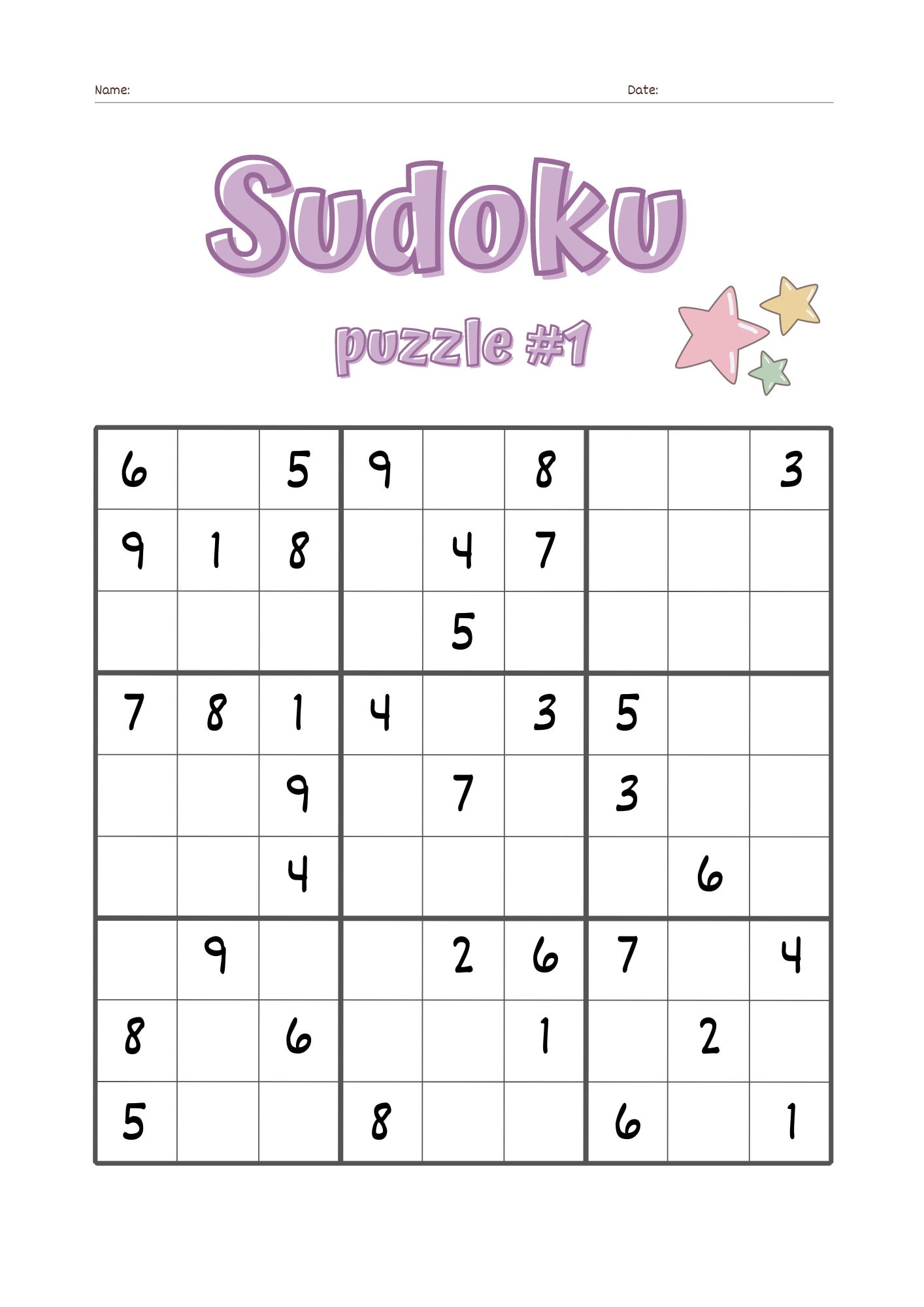 Sudoku Puzzle Worksheet Set Instant Download Kid friendly Sudoku Puzzles Hours Of Fun And Brain teasing Challenges Etsy