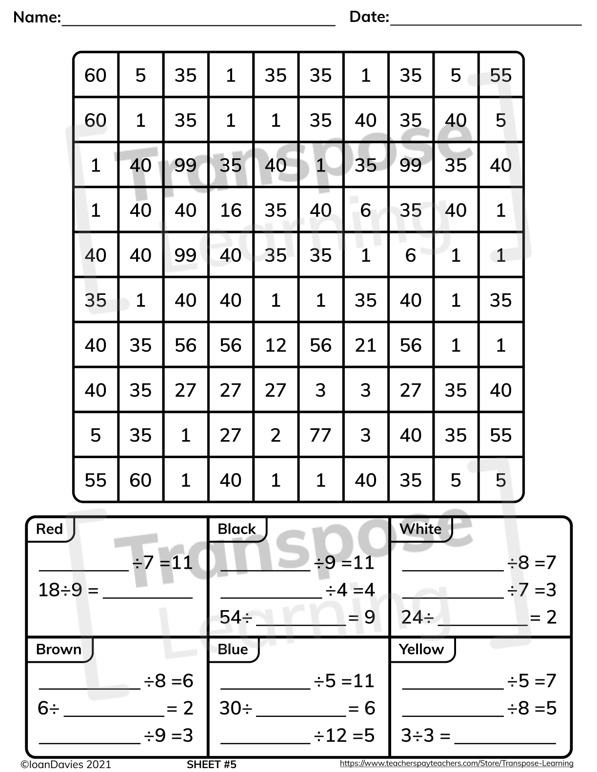 Summer Math Puzzles Mystery Number Pouch Multiplication Division Printable