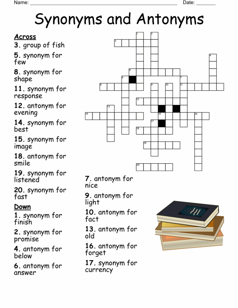 Antonym Crossword Puzzle Worksheets Puzzle Worksheets Printable