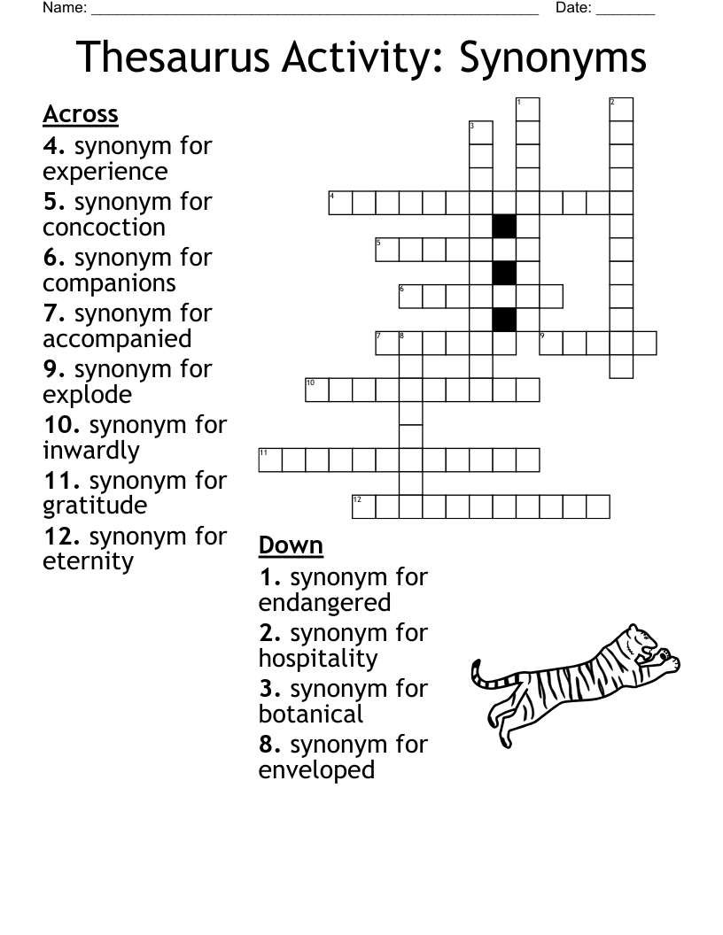 Synonyms And Antonyms Crossword WordMint