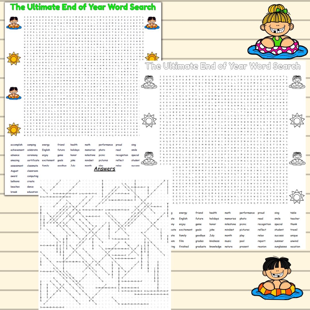 End Of Year Puzzle Worksheets