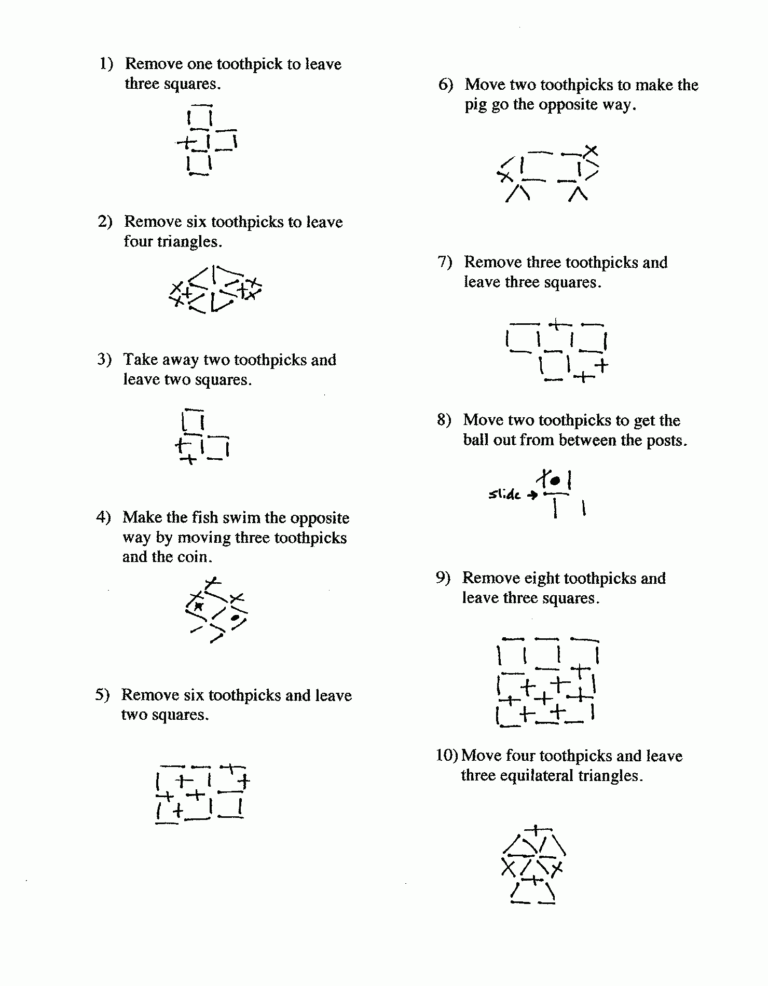 Toothpick Puzzles Activity Education