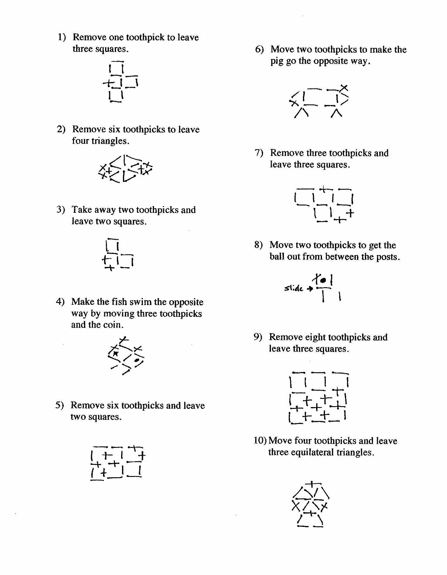 Toothpick Puzzles Activity Education