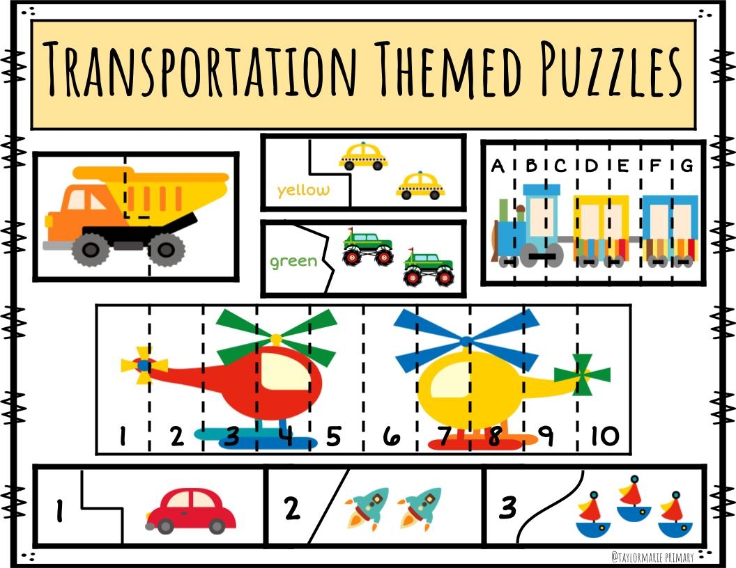 Transportation Themed Printable Puzzles Pack For PreK U0026 Kindergarten Made By Teachers