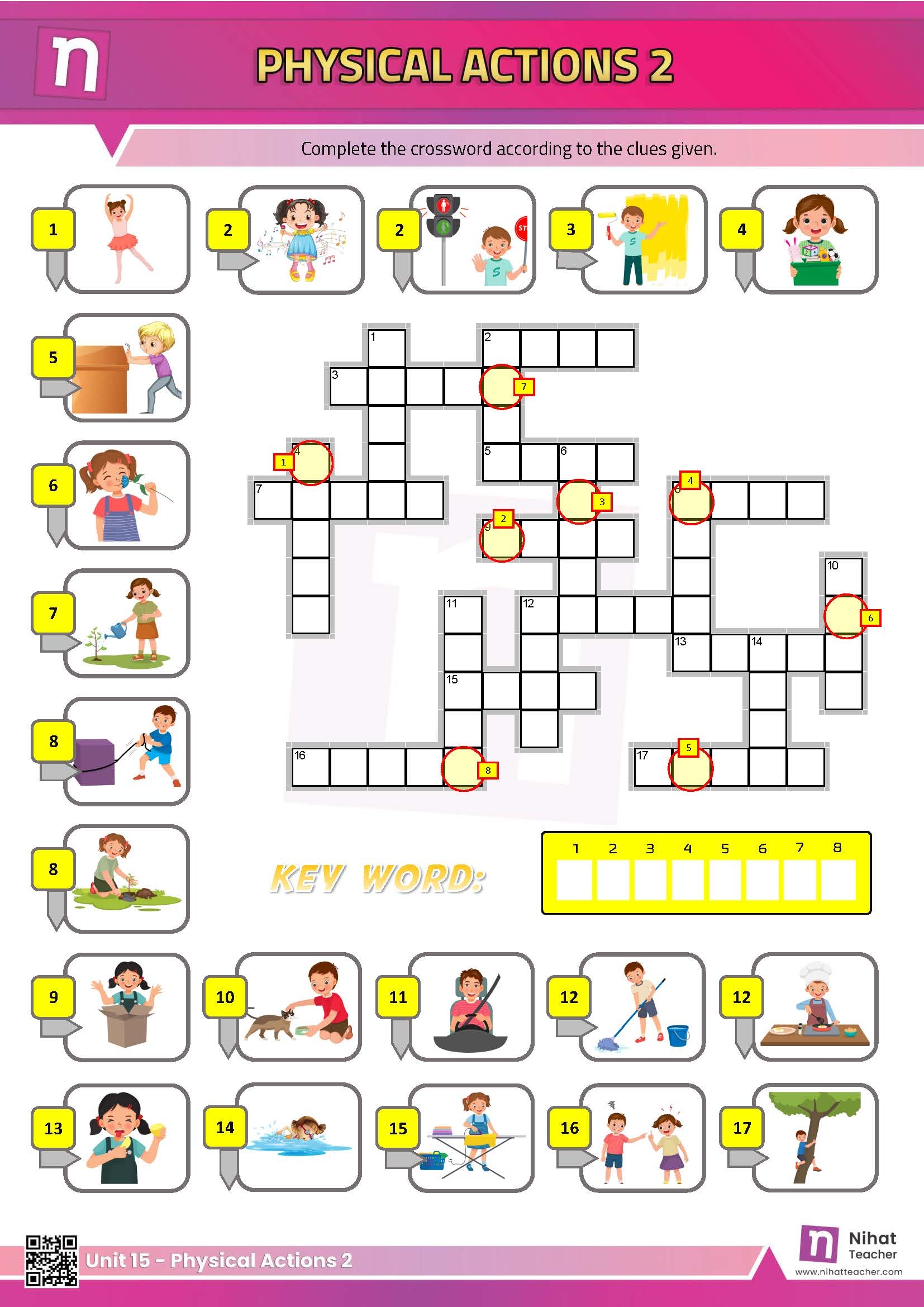 Verbs Crossword Puzzle Worksheets