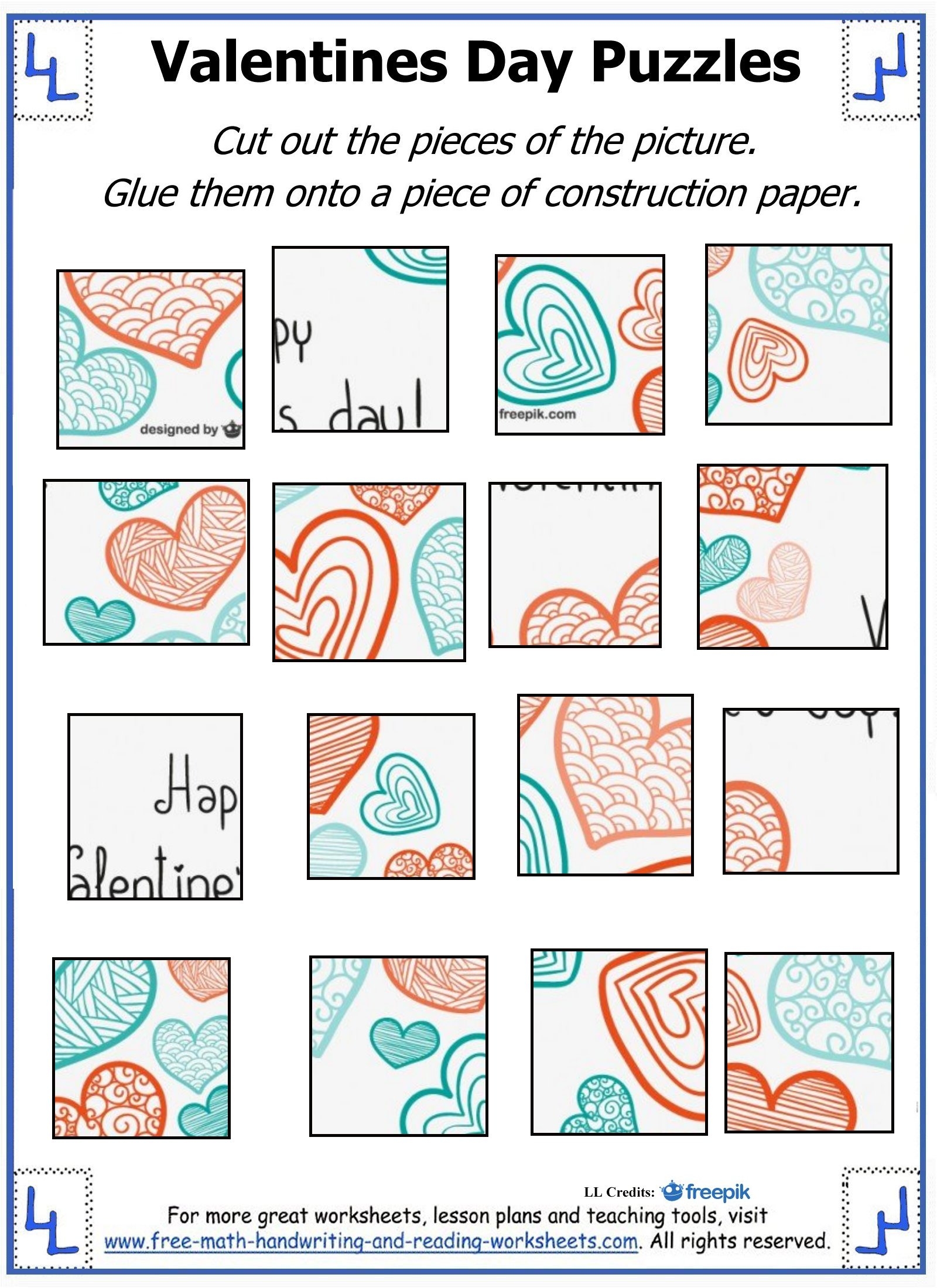 Valentine Day Puzzles Printable Cut U0026 Paste Puzzles