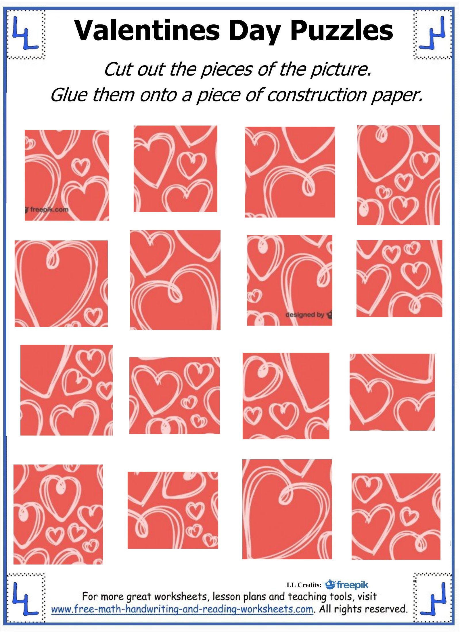 Valentine Day Puzzles Printable Cut U0026 Paste Puzzles