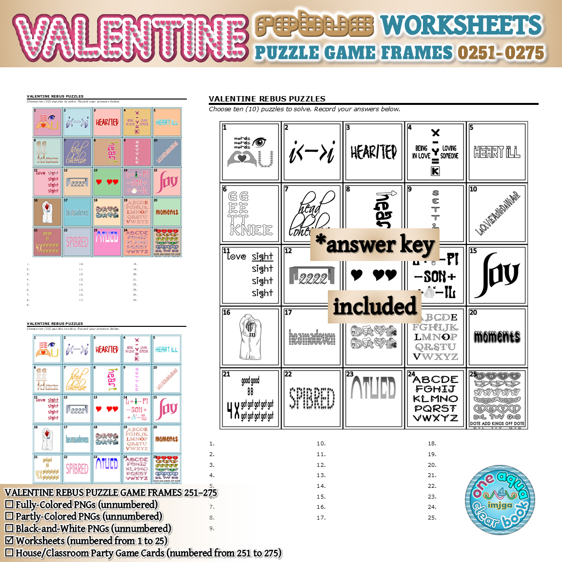 VALENTINE Rebus Puzzle Frames 251 275 Worksheets