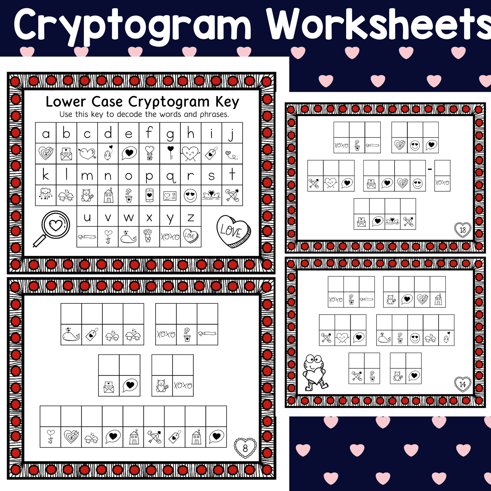Valentine s Day Cryptogram And Word Puzzle Task Cards Made By 
