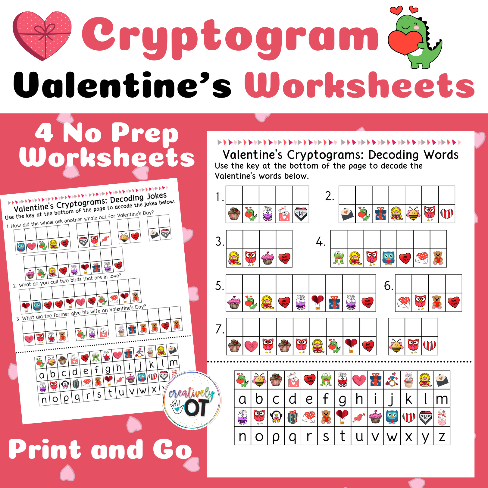 Valentine s Day Cryptogram Worksheets Classful