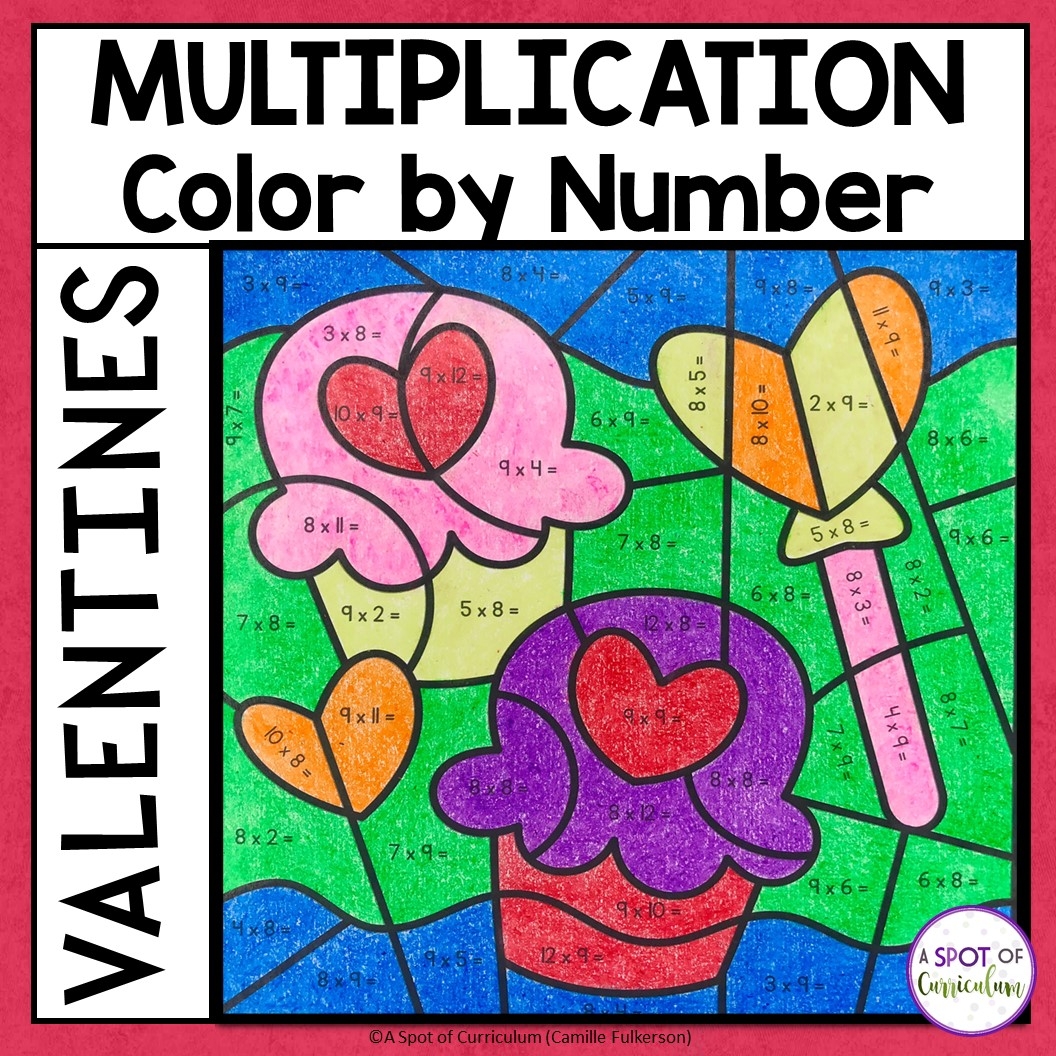 Valentine s Day Math Coloring Pages Multiplication Color By Number Classful