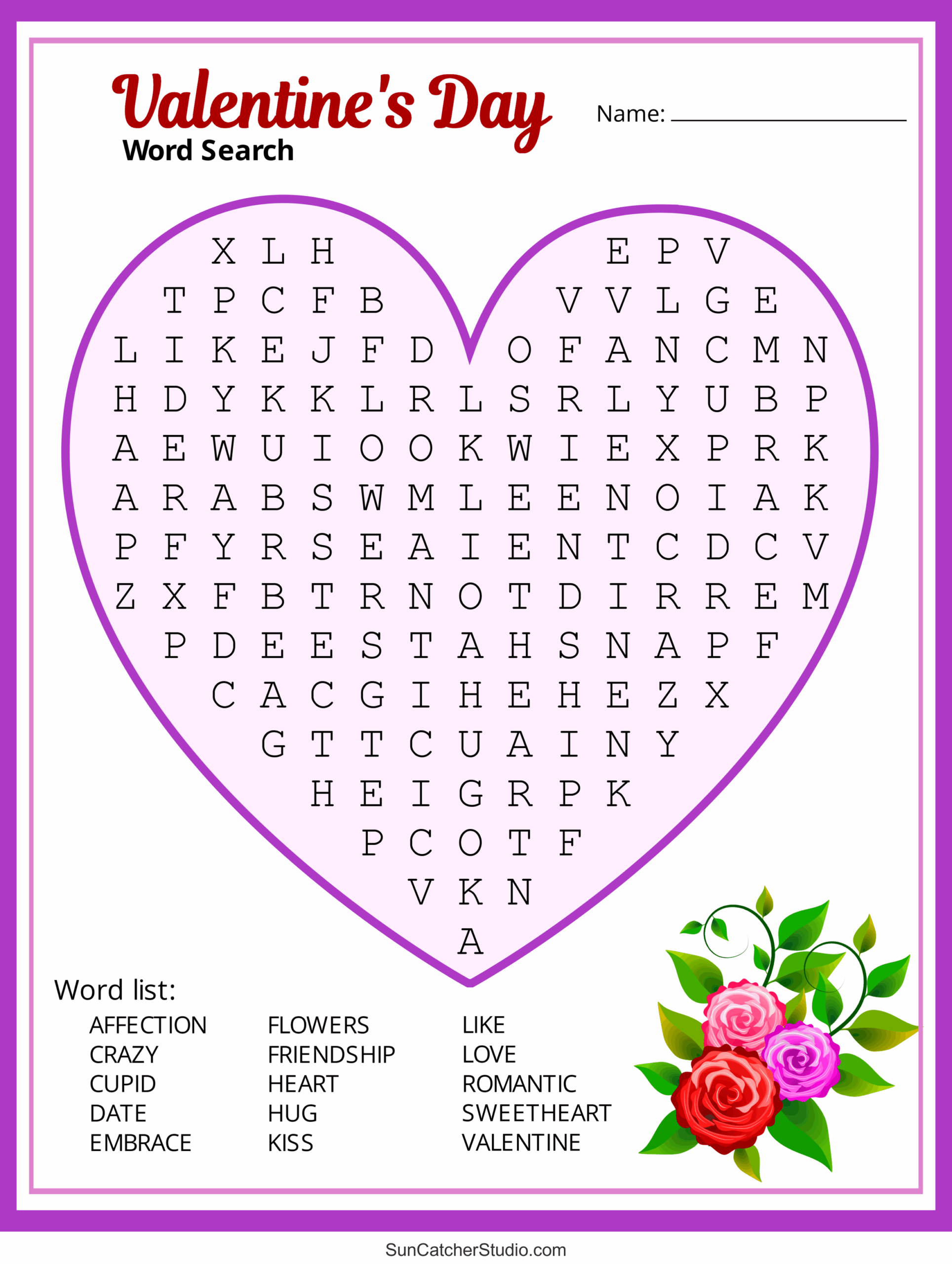 Valentine s Day Word Search Free Printable PDF Puzzles Free 
