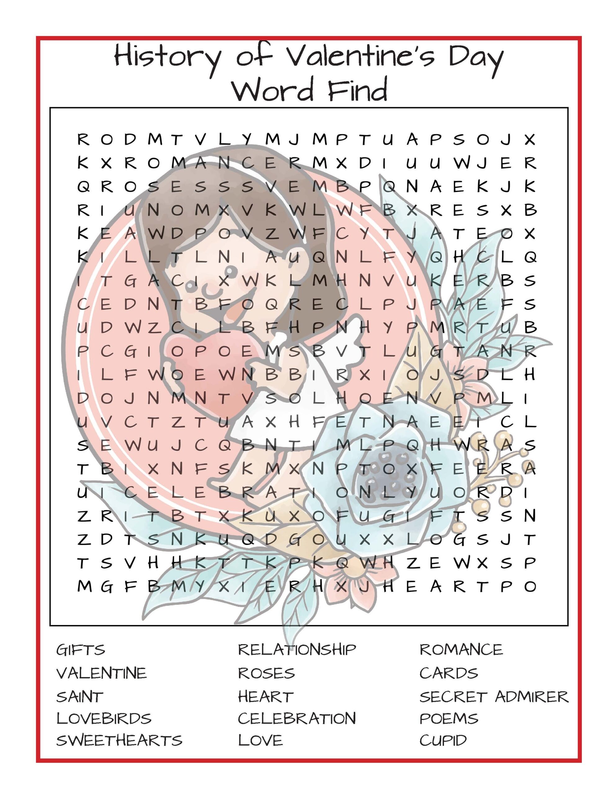 Valentine s Day Word Search Printable And Crossword With The 