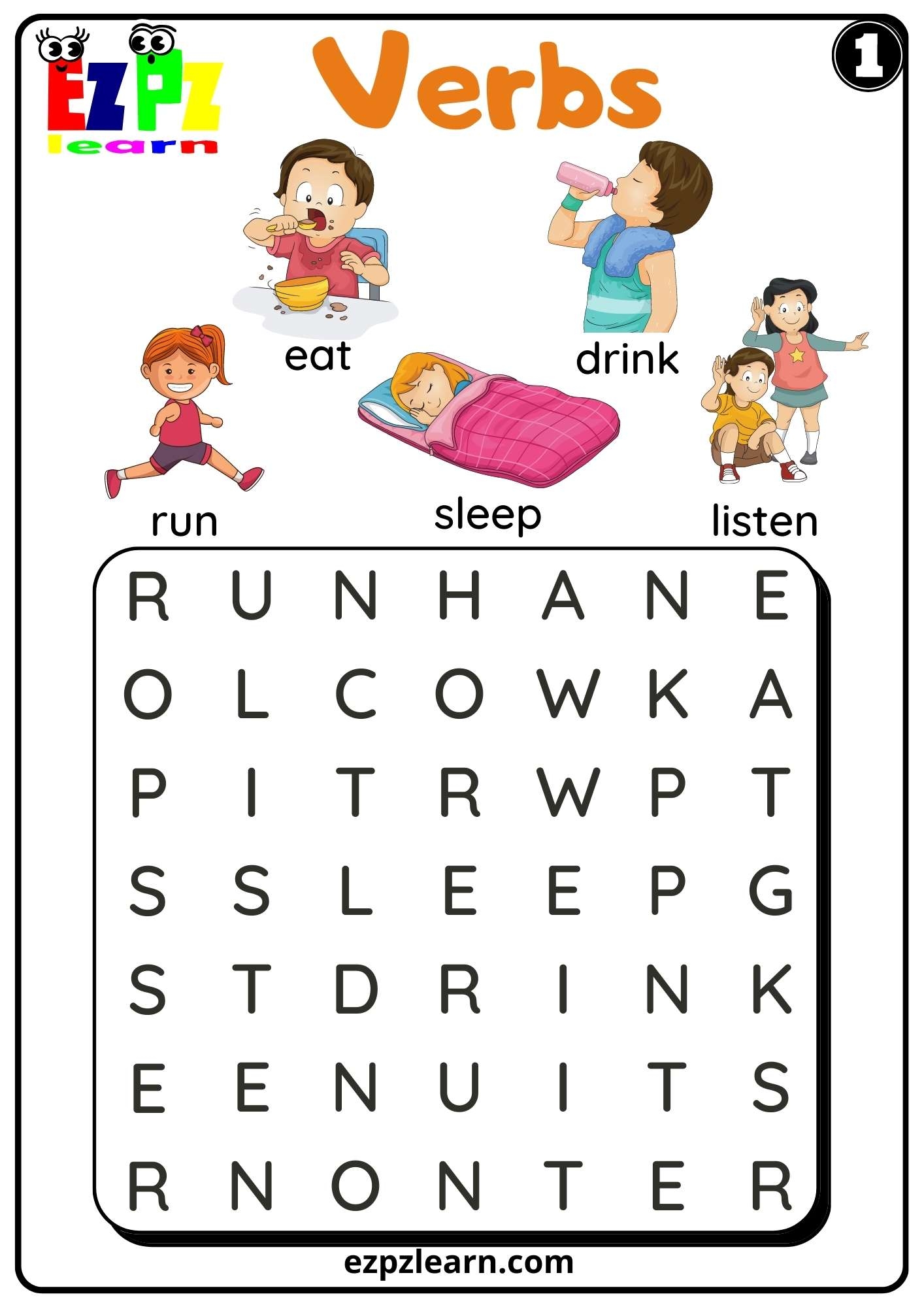 Verb Puzzle Worksheets