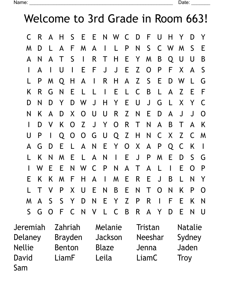 Welcome To Fourth Grade Word Search WordMint