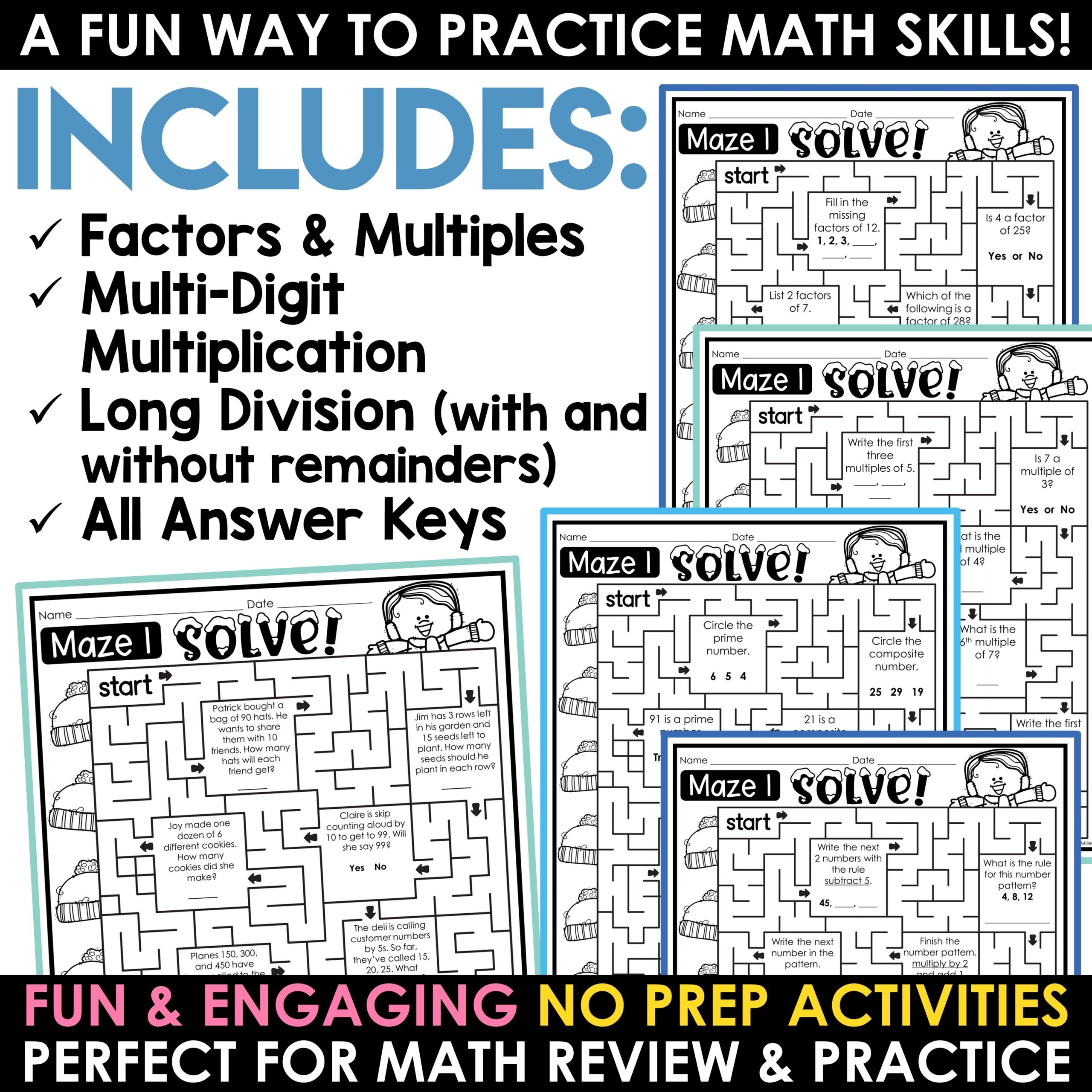 Long Division Picture Puzzle Worksheets