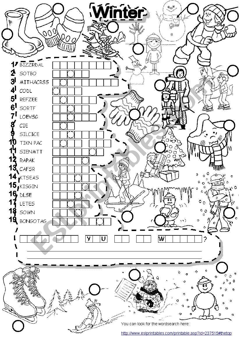 WINTER PUZZLE And FALLEN PHRASES WEATHER ESL Worksheet By Im Lety